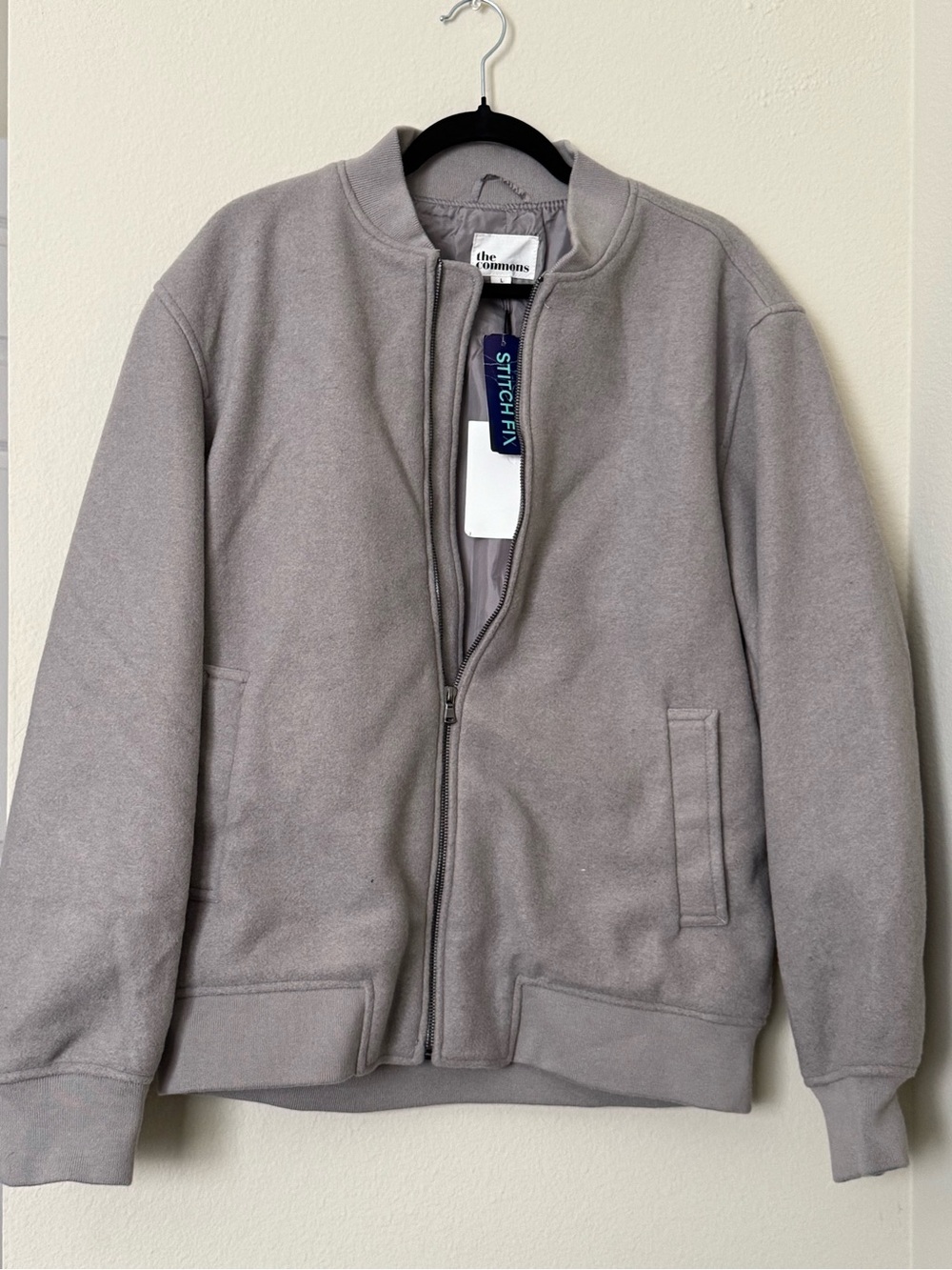 NEW The Commons Men's Gray Faux Wool Bomber, L